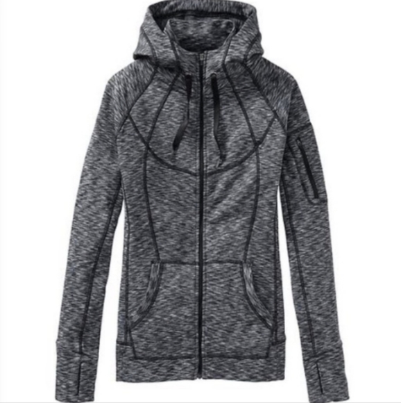 Athleta Home Team Full Zip Hoodie Jacket Space Dye Navy Blue Size Small EUC $149 - Picture 2 of 7